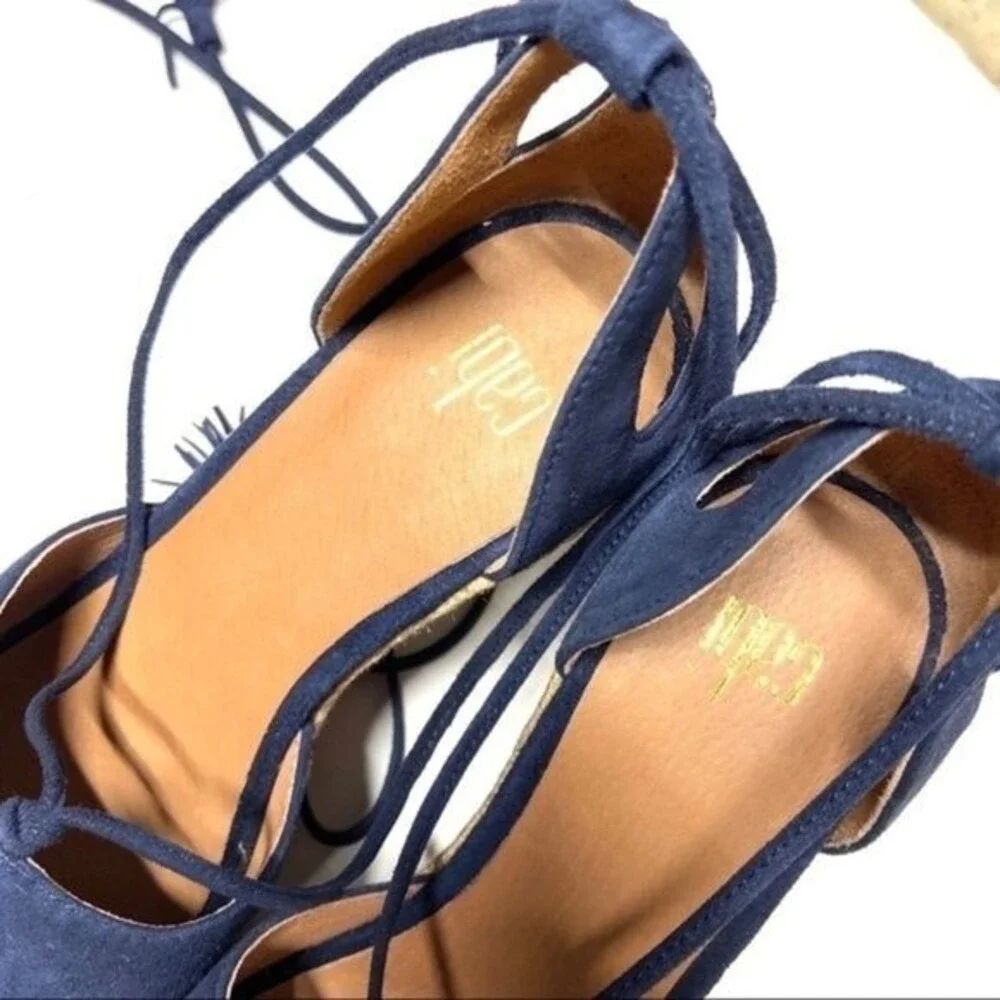 Cabi Isla Wedges Espadrille Sandal Blue Suede  6M